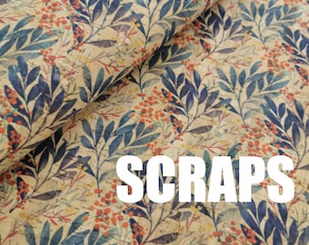 Scrap Portuguese cork fabric, Leafs Printed pattern 459)