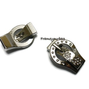2 Sets Silber stark Silber Schmuck Magnetverschluss Armband Schnalle/Verschluss mit Pavé Kristall (zk471)