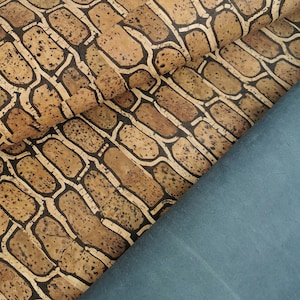 Cork 5.91&#39;&#39;x8.66&quot; CORK applied to Leather for body /strength Thick 1mm, Natural cork pattern