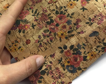 68x50cm Floral cork fabric, SMA small flowers pattern  / 26.77''x19.69''