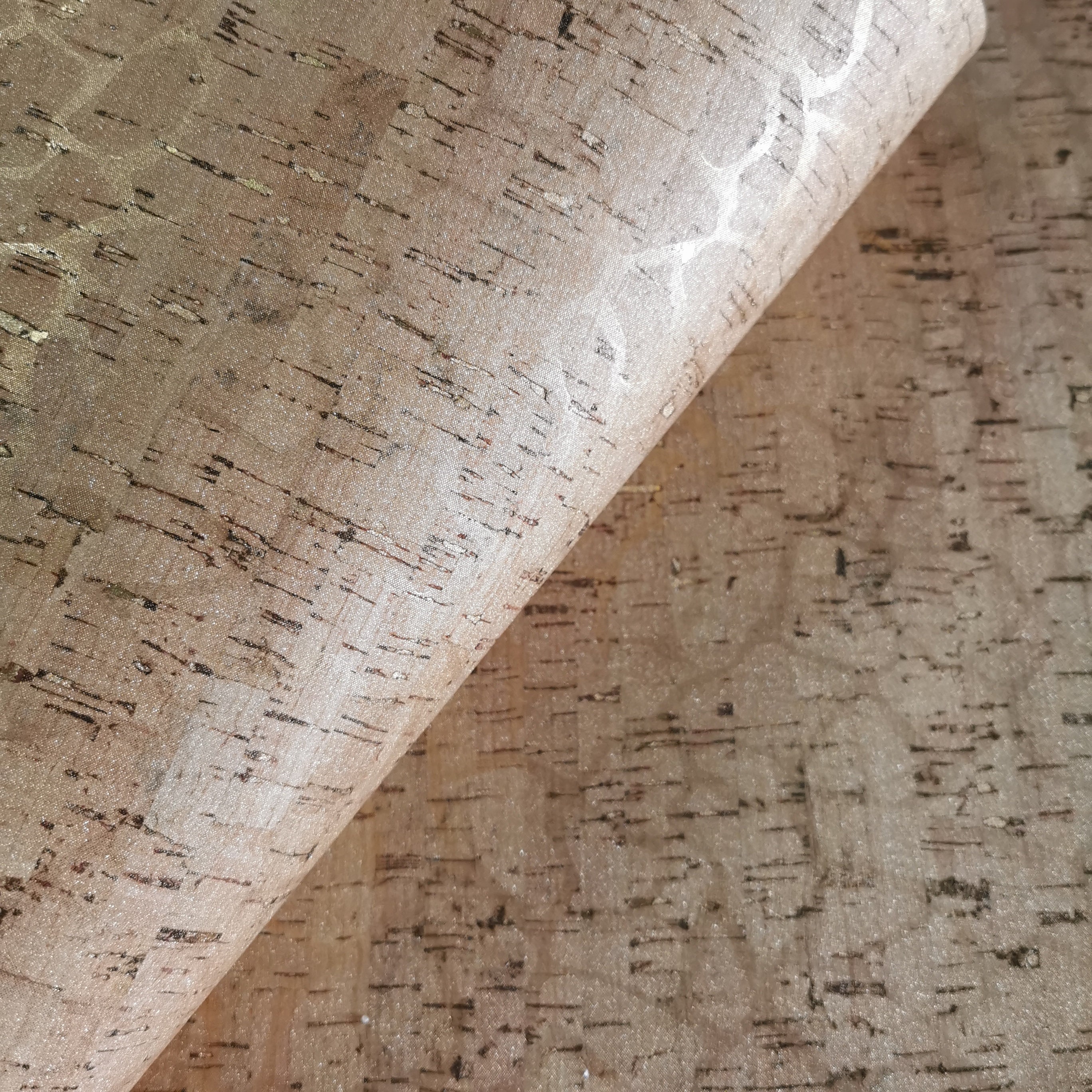 LAST PIECES - 50x68 Cm - Cork Fabric Natural With Golden Snake Pattern ...