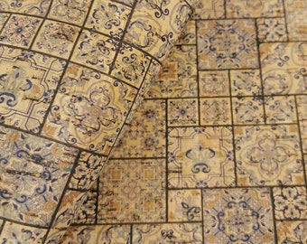 SCRAPS - Portuguese cork fabric, Printed pattern on natural cork (67)