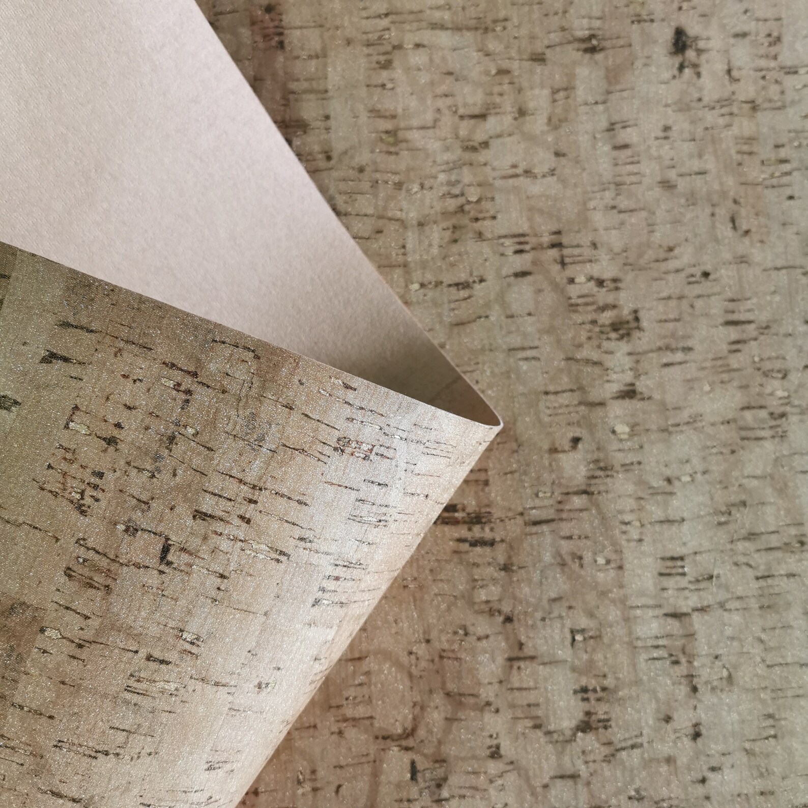 LAST PIECES - 50x68 Cm - Cork Fabric Natural With Golden Snake Pattern ...