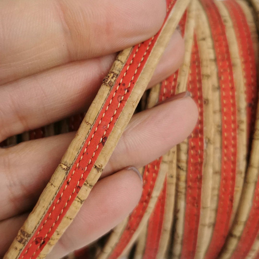 Cork Cord - 1 Meter Portuguese Flat Cork 10x2mm, Natural & Coral REF ...