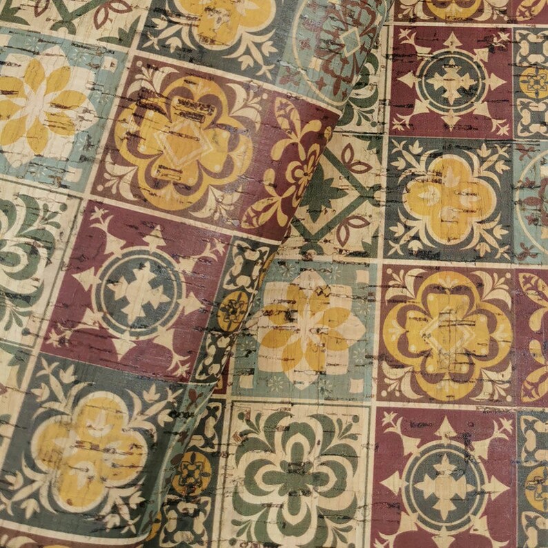 Portuguese Cork Fabric Printed Pattern 68x50cm / Etsy