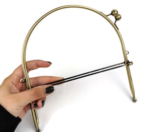 Portemonnee, 18 cm (7,2 inch) antiek messing halfrond metalen portemonneeframe F19/1054