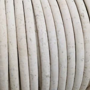 5mm White Cork fabric Cord, 1m Portuguese Cork 5mm Cord, White color, - REF-88