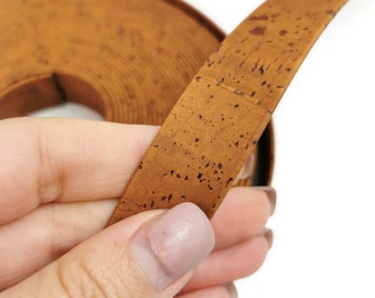 20mm Cinamon Flat cork Leather cord  - 20mm x 2mm (European product) REF-