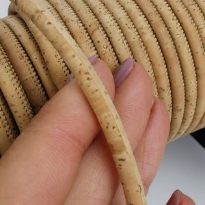 1 meter/ 39 in  - 5 mm Portuguese Cork Cord (European product) - REF-1