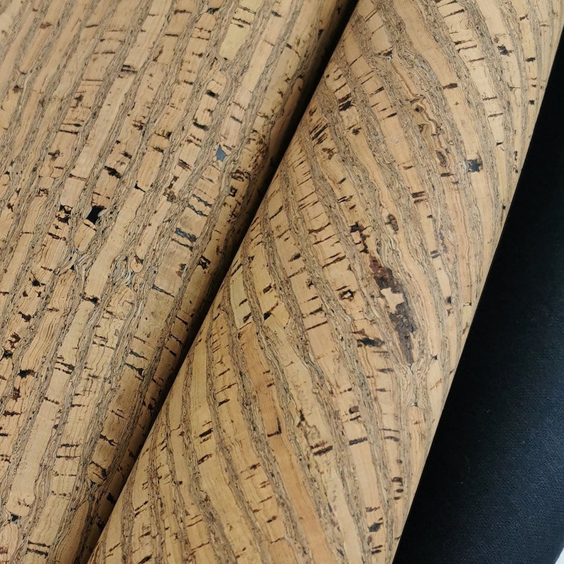 Cork Leather Cork Fabric Natural With Brown Stripes 50x65 Cm Etsy