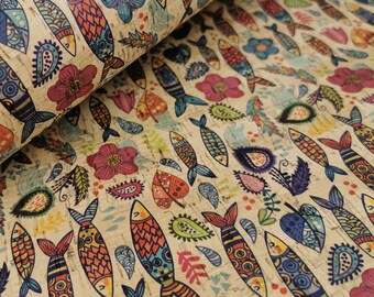 100x140cm Cork leather, green product, Portuguese cork fabric, Printed pattern (90)
