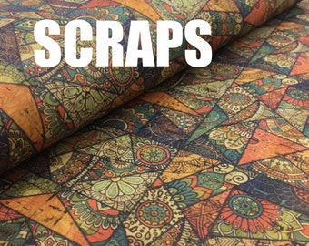 scrap Portuguese thick cork fabric, Printed pattern  (65)