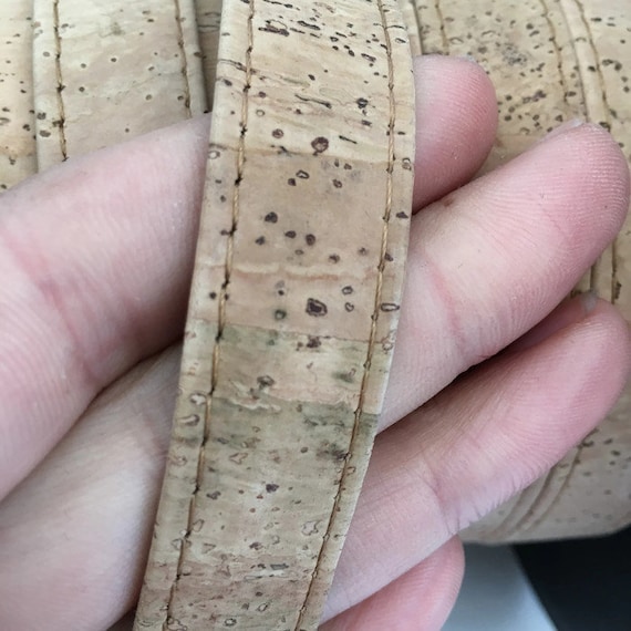 18mm Flat natural cork Leather cord with PU backing- 18mm x 2mm (European product) REF-56