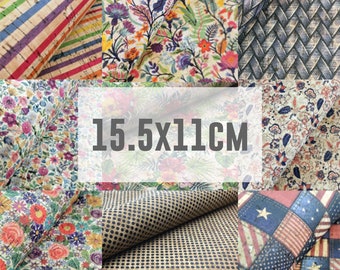 15.5x11cm Portuguese cork fabric, Choose Your Cork Pattern printed on Natural Rustic Cork / 6.1''x4.3''