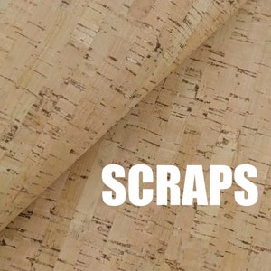 Scrap natural rustic cork fabric, natural rustic cork leather, natural cork