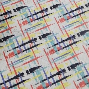 Tela de corcho portugués de 15,5 x 11 cm (6,1 x 4,3 pulgadas), estampado de cuadros sobre corcho rústico blanco (J375)