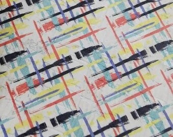 15.5x11cm / 6.1''x4.3'' Portuguese cork fabric, Plaid printed pattern on White Rustic Cork (J375)