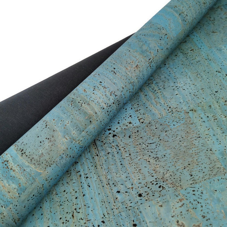 Cork fabric by the yard Portuguese cork fabric Petroleum Blue Etsy
