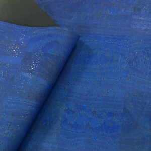 68x50cm Royal Blue Portuguese cork fabric, Royal Blue Cork Leather 26.77''x19.69'' image 2
