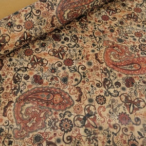 Portuguese cork fabric, paisley cork leather 68x50cm / 26.77''x19.69'', (26)