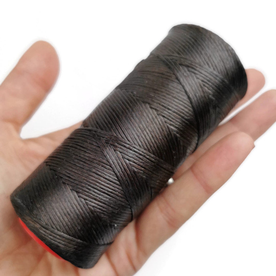 150D 0.8mm Flat Waxed Polyester Thread 1mm Width for Leather Craft Hand  Sewing Essential 220 Meters Roll 