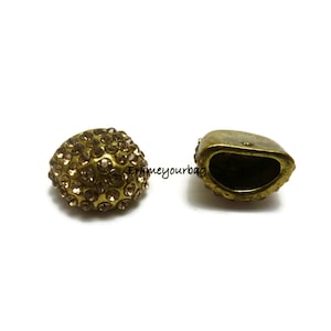 10% OFF 2 End Cap - Antique Gold  with brilliant- for use Leather Cord ZK-412