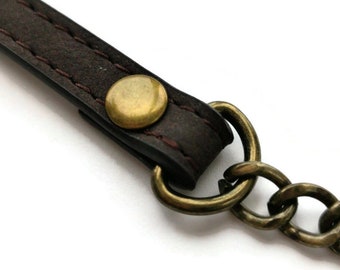 1 BROWN PU leather handbag handles,bag strap,purse strap,purse handles,114 cm hook Antique brass tone