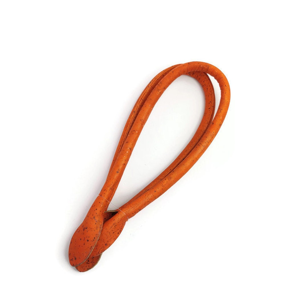 1 Pair of Orange Cork Fabric Rolled Handbag Handles 55cm , Cork Bag Handles Supplies, No Sewing