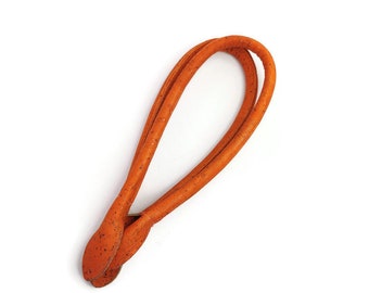 1 Pair of Orange Cork fabric Rolled handbag handles 55cm , cork bag handles supplies, no sewing holes