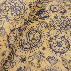 100x140cm Cork leather, green product, Portuguese cork fabric, Printed pattern (89)