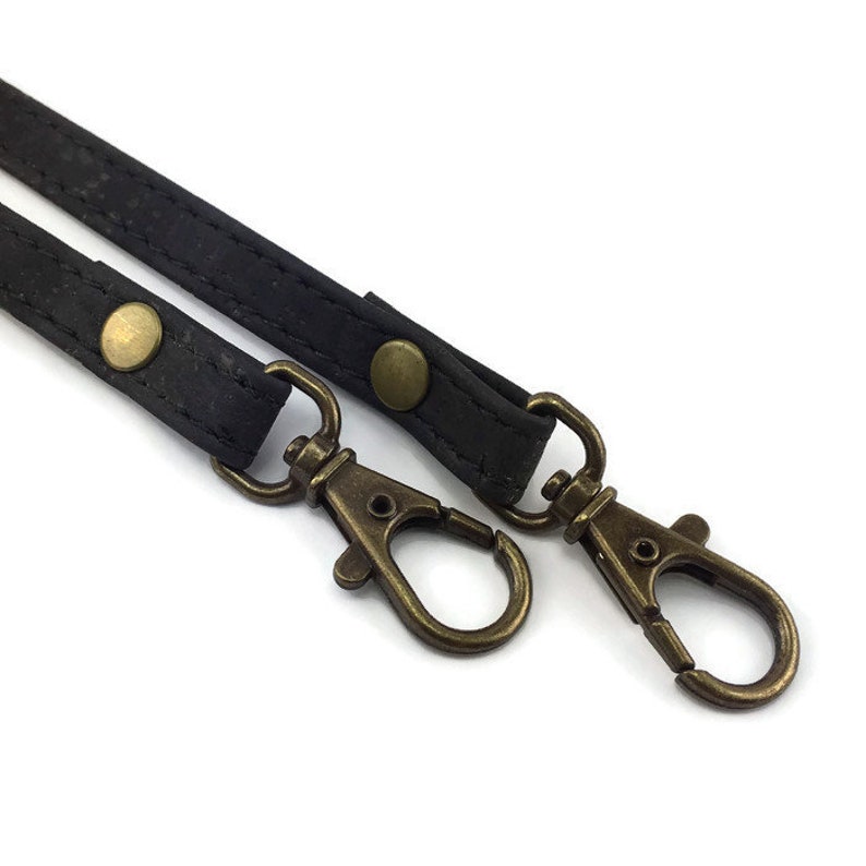 1 Black Cork Leather Handbag Strap 120 Cm With Antique Brass Etsy