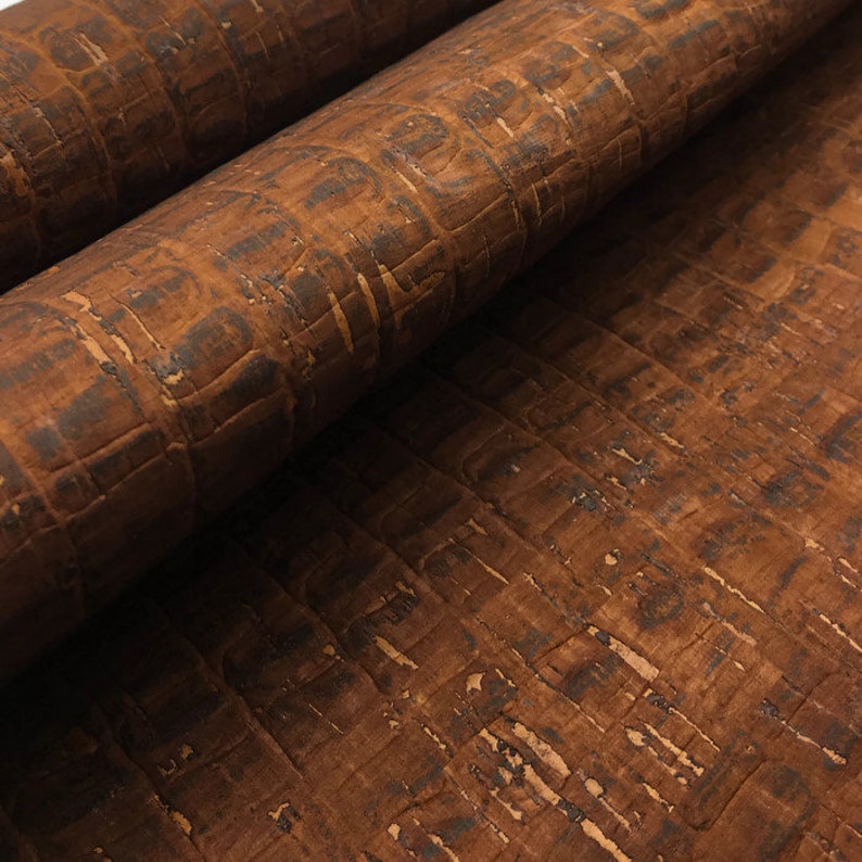 Aligator cork fabric Cork Leather crocodile pattern    27.50x20