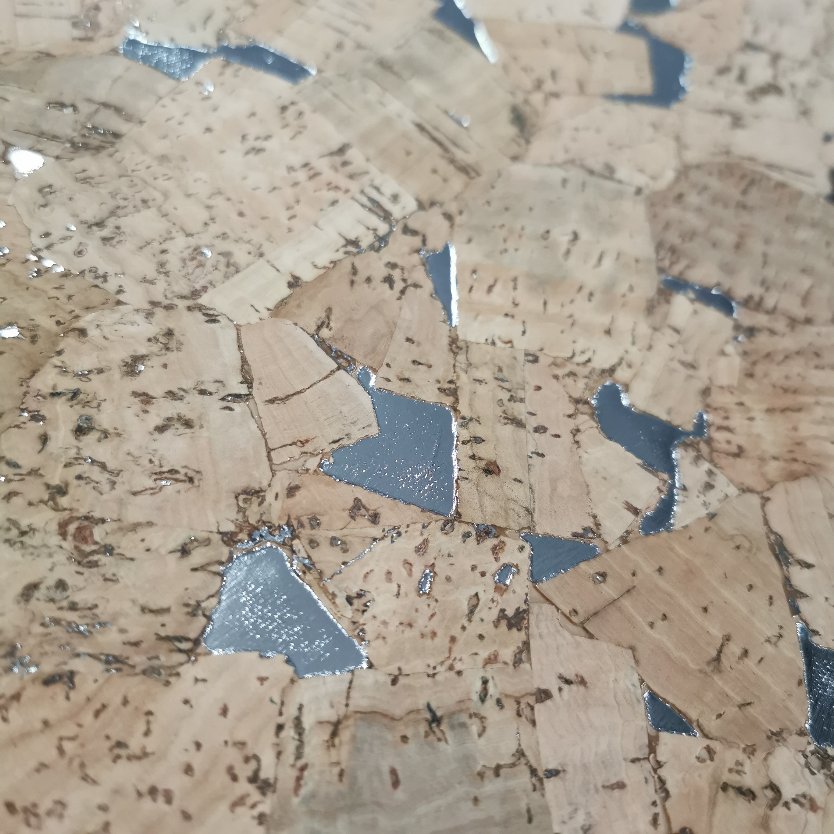LAST PIECES - 50x68 Cm - Cork Fabric Natural With Silver Patches ...