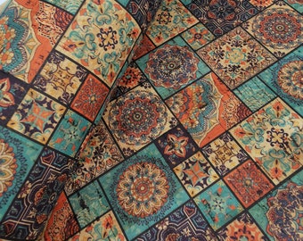 Portuguese cork fabric, Printed pattern 68x50cm / 26.77''x19.69'', (80)