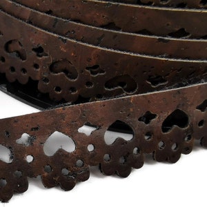 Cordon de liège - Bordure en dentelle de liège marron - Fournitures de couture en liège - REF-534