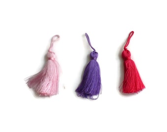3 pieces- Tassel Fabric fringe light pink/light purple/pink TS02