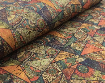 Portuguese cork fabric, Printed pattern 68x50cm / 26.77''x19.69'', (65)