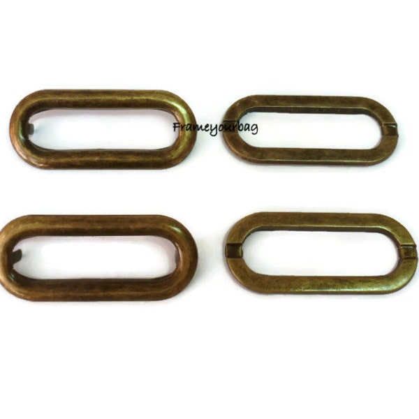 4.5cm (Inner diameter) Antique brass handbag handle oval cut out bag handle a pair - MH02