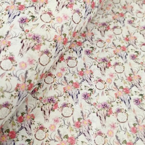scraps - Portuguese cork fabric, Printed pattern on white cork (401)