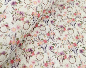 scraps - Portuguese cork fabric, Printed pattern on white cork (401)