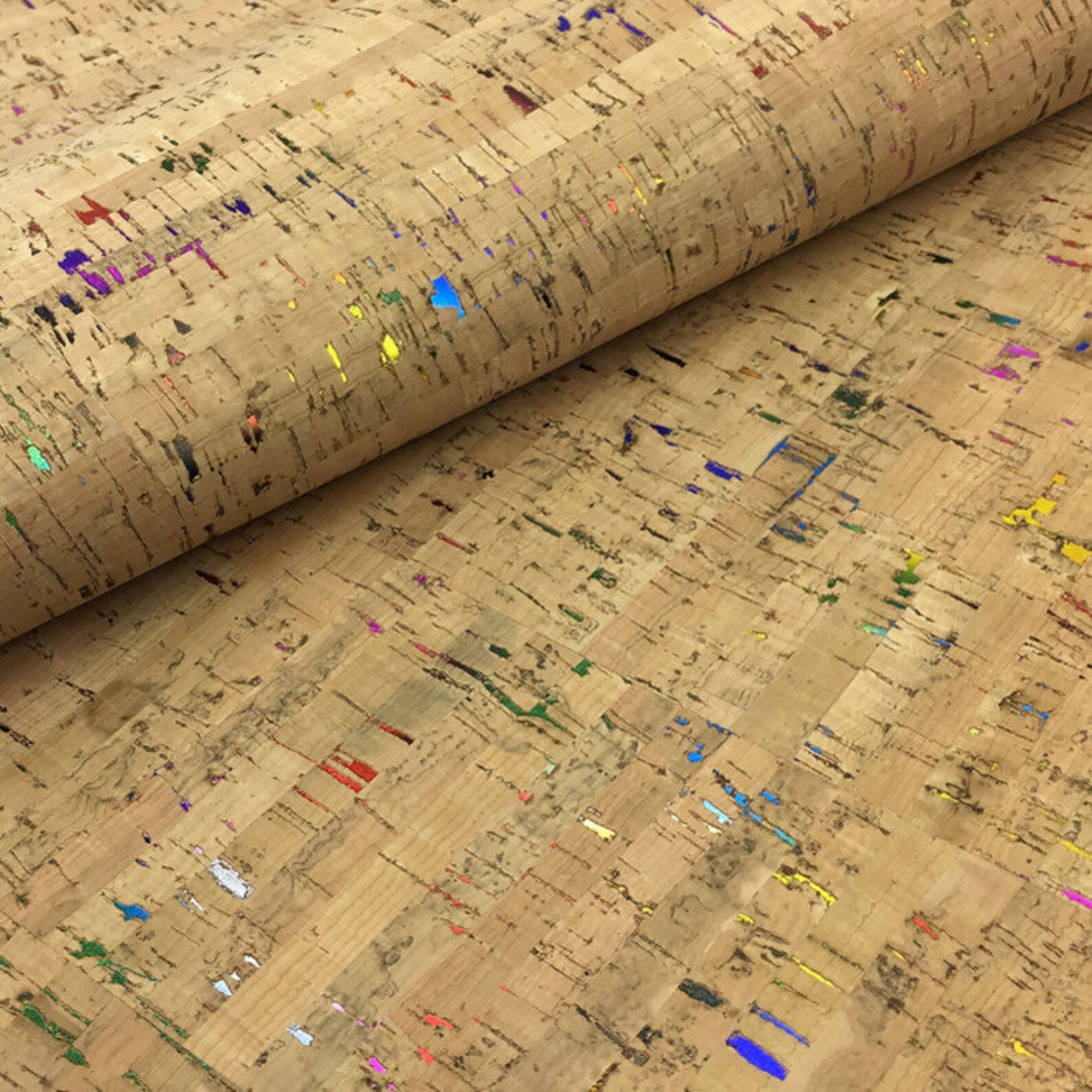 Cork Leather natural Metallic Rainbow Cork Fabric Met Etsy