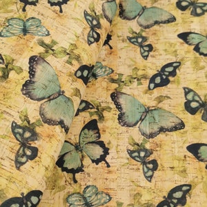 Portuguese Cork Fabric, Butterfly Printed Pattern 68x50cm / 26.77''x19 ...