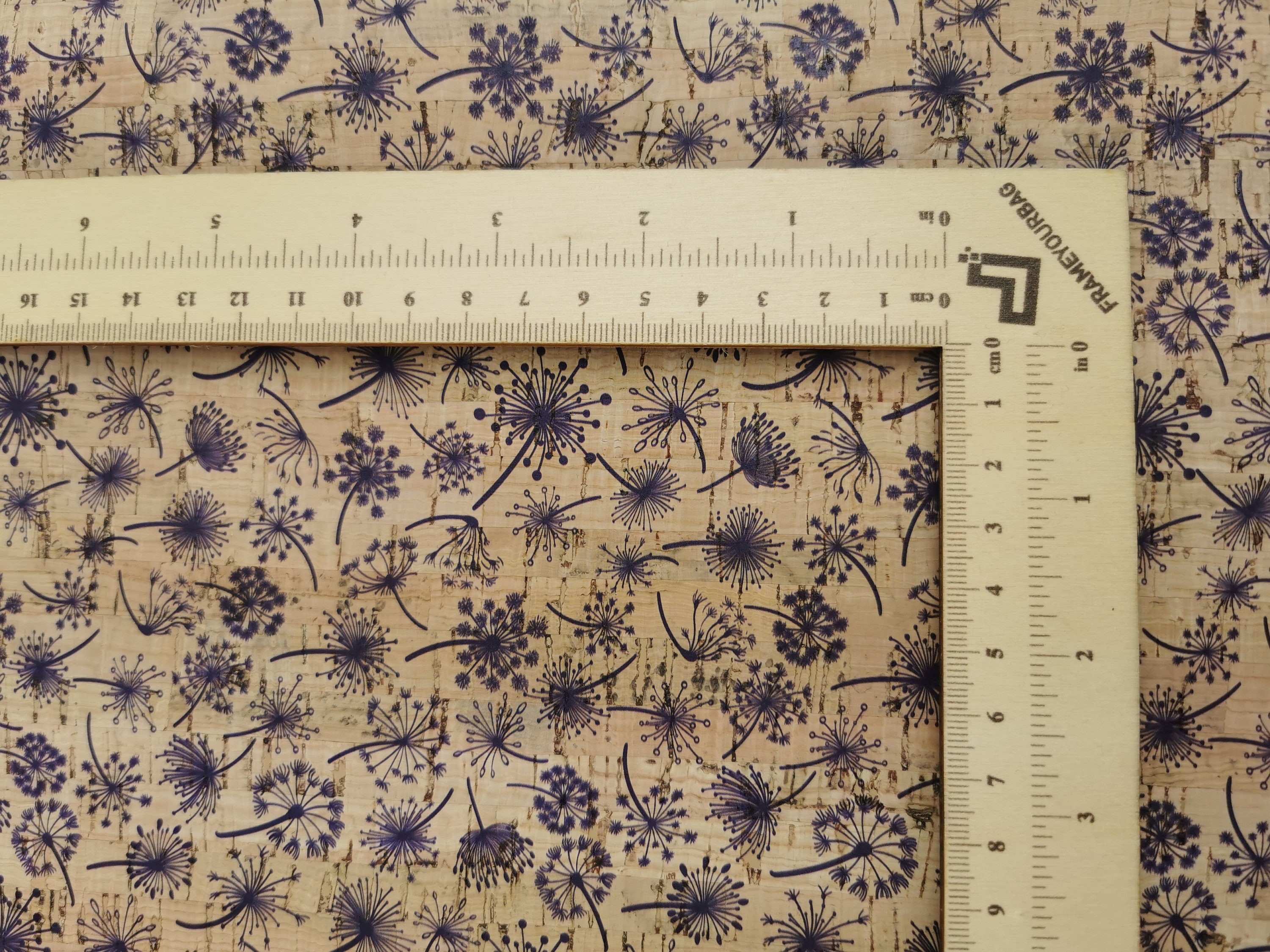 Portuguese cork fabric sheet Cute Blue Lion Leafs Pattern on | Etsy