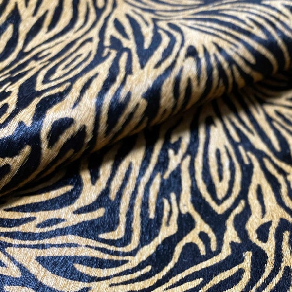 Zebra pattern leather on beige background 6x4 in cut piece (15x10 cm)  1.7mm thick