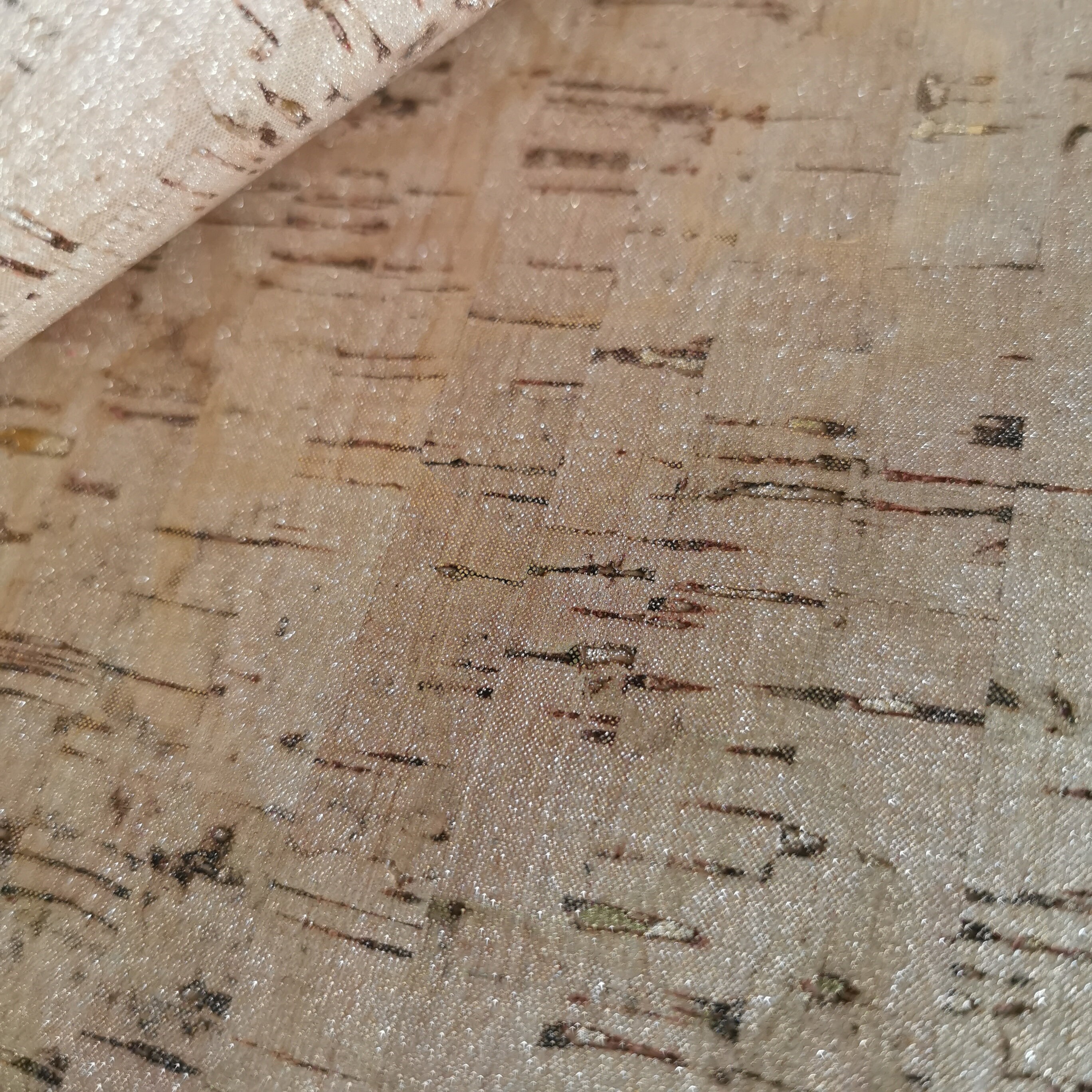 LAST PIECES - 50x68 Cm - Cork Fabric Natural With Golden Snake Pattern ...