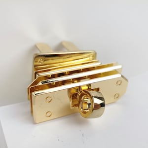 Golden clutch lock /CHIUSURE CON GIRELLO/ clutch purse lock /twist lock/ 41mmx19mm va3823 FL07 image 5