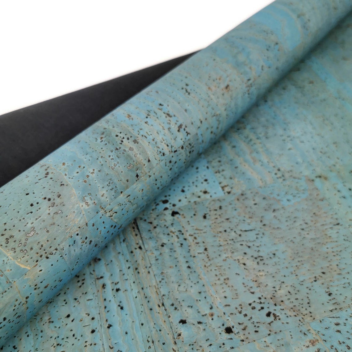 Cork fabric by the yard Portuguese cork fabric Petroleum Blue Etsy