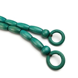 1 pair of rope handbag handles 48cm Aqua Green wood loops image 3