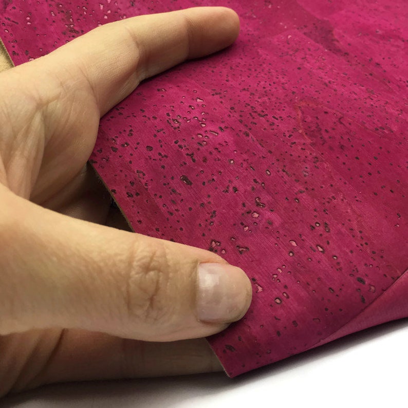 Portuguese cork leather 27.50x20 Cork Fabric Pink Fuchsia 50x68 cm