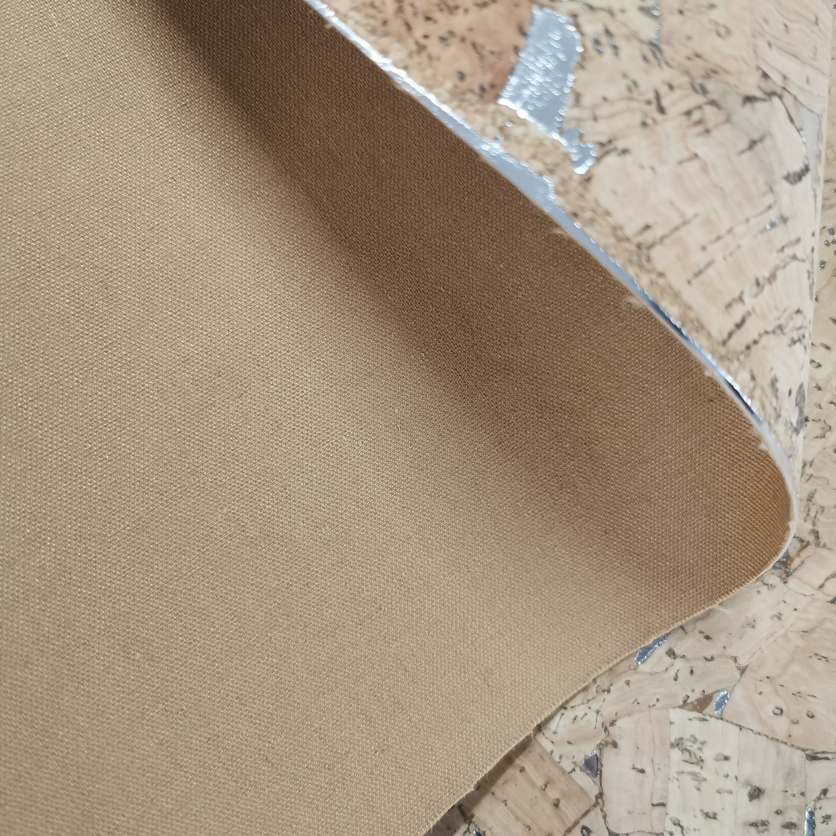 LAST PIECES - 50x68 Cm - Cork Fabric Natural With Silver Patches ...